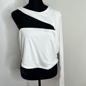 NAKED WARDROBE LH One-Sleeve Crop - White